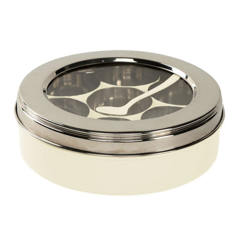 Dudki 7 in 1 Stainless Steel Masala Dabba / Spice Box Caramel Orange