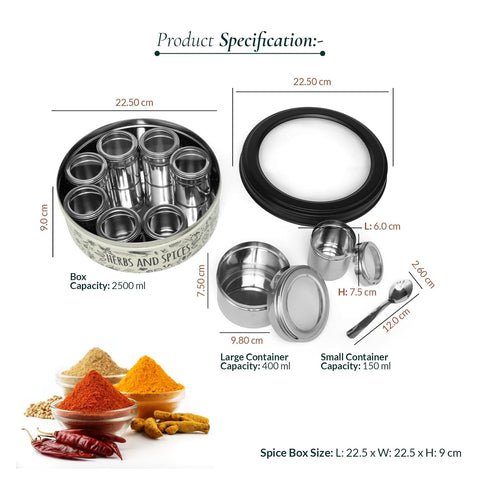 Dudki 9-in-1 Stainless Steel Spice Box Beige Color