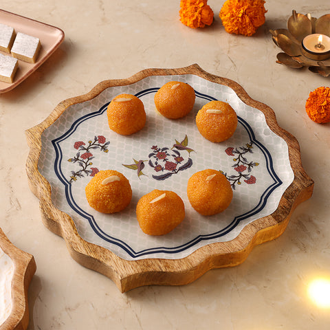 Dudki Handicraft Bagh-e-Bahaar Wooden Serving Platter