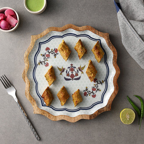 Dudki Handicraft Bagh-e-Bahaar Wooden Serving Platter