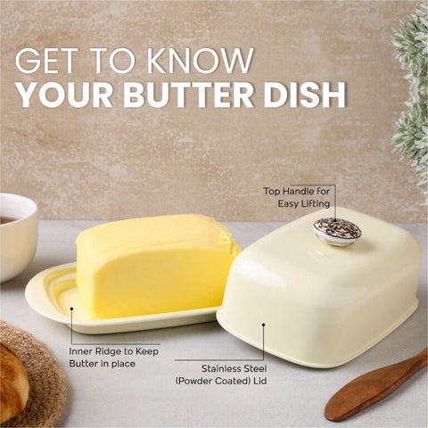 Dudki Stainless Steel Butter Dish Ivory Color