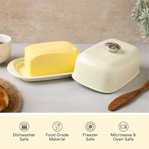 Dudki Stainless Steel Butter Dish Ivory Color