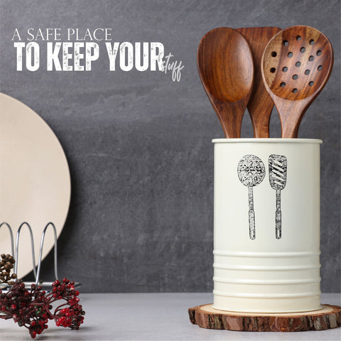 Dudki Kitchen Cutlery Holder (Ivory Color)