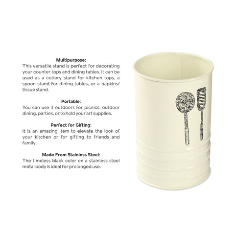 Dudki Kitchen Cutlery Holder (Ivory Color)