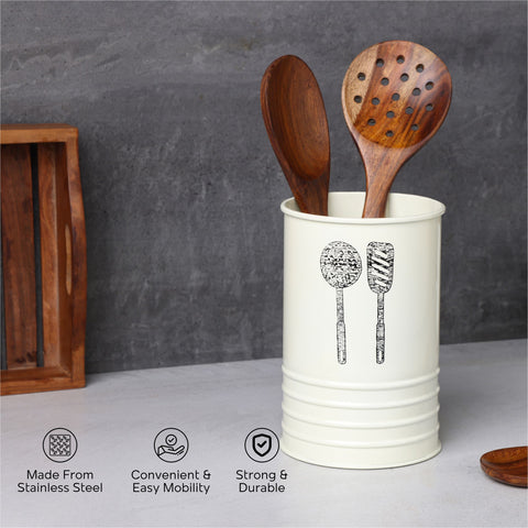 Dudki Kitchen Cutlery Holder (Ivory Color)