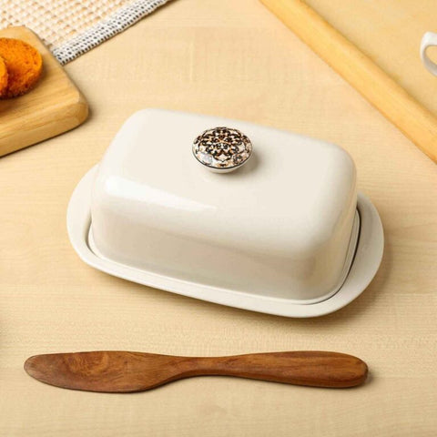 Dudki Stainless Steel Butter Dish Beige Color