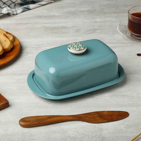 Dudki Stainless Steel Butter Dish Moss Green Color
