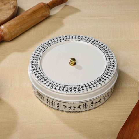 Dudki Stainless Steel Chapati Box/ Roti Box Beige