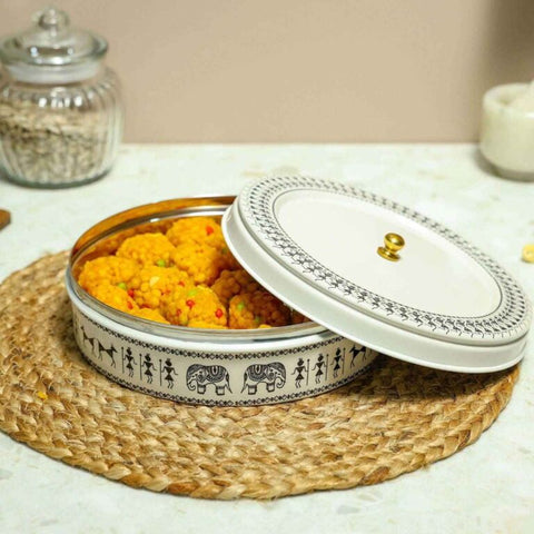 Dudki Stainless Steel Chapati Box/ Roti Box Beige