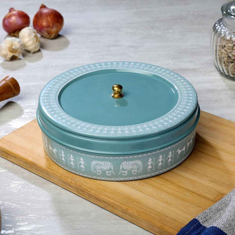 Stainless Steel Chapati Box | Roti Storage Box Moss Green - Dudki