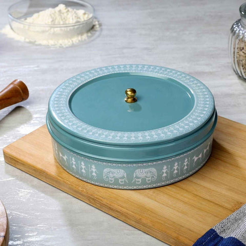 Stainless Steel Chapati Box | Roti Storage Box Moss Green - Dudki