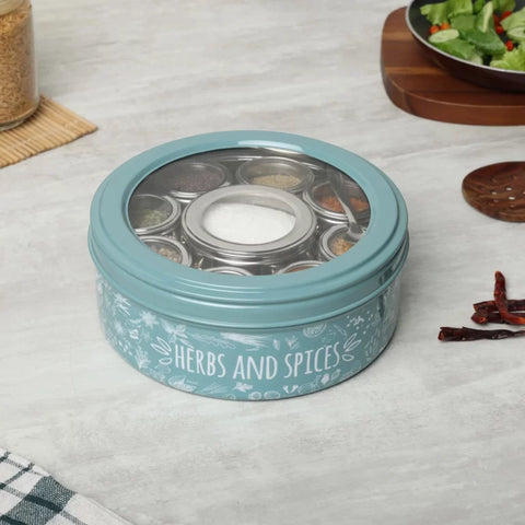 Dudki 9-in-1 Stainless Steel Spice Box Moss Green Color