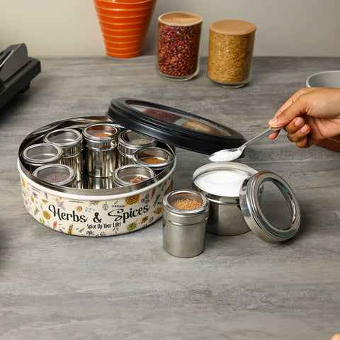 Dudki 9-in-1 Stainless Steel Spice Box Ultra Beige