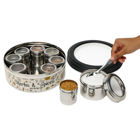 Dudki 9-in-1 Stainless Steel Spice Box Ultra Beige
