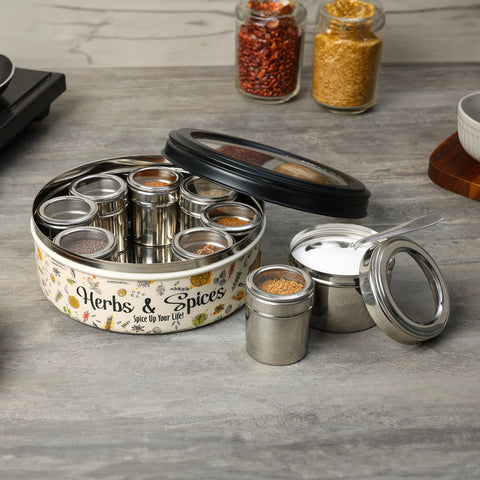 Dudki 9-in-1 Stainless Steel Spice Box Ultra Beige