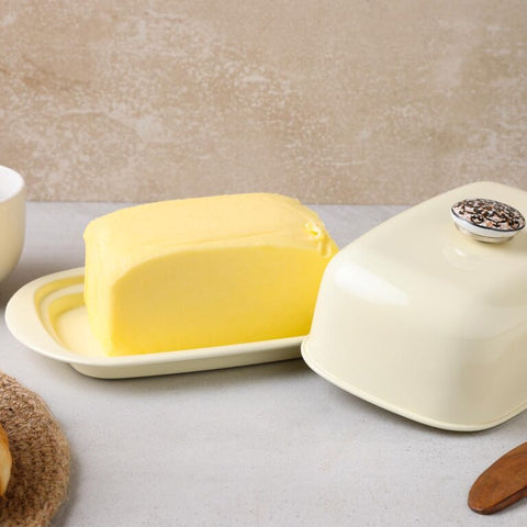 Dudki Stainless Steel Butter Dish Ivory Color
