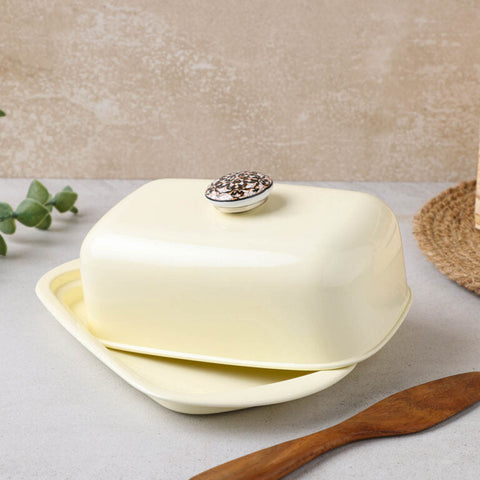 Dudki Stainless Steel Butter Dish Ivory Color