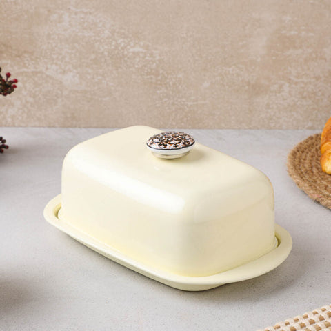 Dudki Stainless Steel Butter Dish Ivory Color