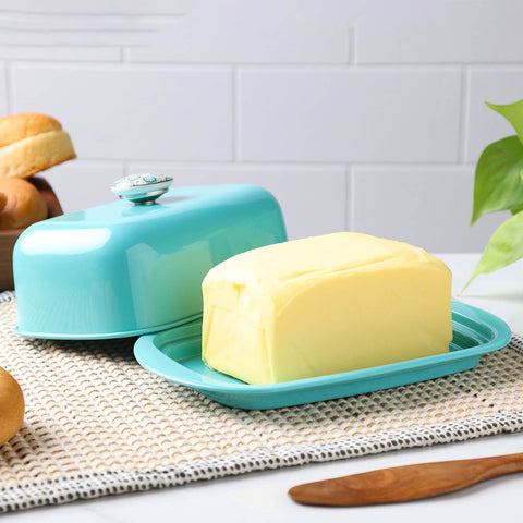 Dudki Stainless Steel Butter Dish Aqua Color