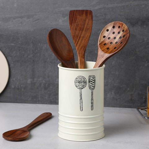 Dudki Kitchen Cutlery Holder (Ivory Color)