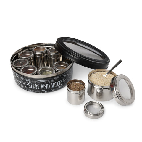 Dudki 9-in-1 Stainless Steel Herbs & Spice Box MATT-Black
