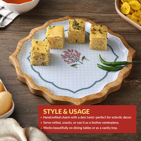 Dudki Handicraft Nazaara Wooden Serving Platter