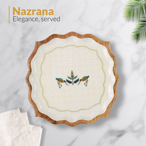 Dudki Handicraft Nazrana Wooden Serving Platter