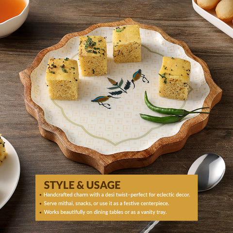 Dudki Handicraft Nazrana Wooden Serving Platter