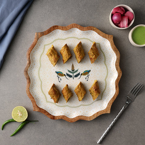 Dudki Handicraft Nazrana Wooden Serving Platter
