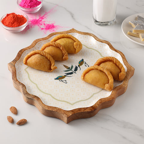 Dudki Handicraft Nazrana Wooden Serving Platter