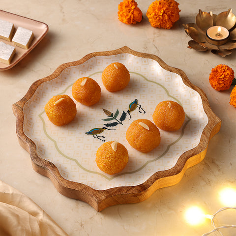 Dudki Handicraft Nazrana Wooden Serving Platter