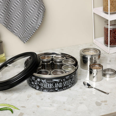 Dudki 9-in-1 Stainless Steel Herbs & Spice Box MATT-Black