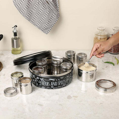 Dudki 9-in-1 Stainless Steel Herbs & Spice Box MATT-Black