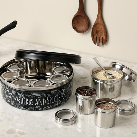 Dudki 9-in-1 Stainless Steel Herbs & Spice Box MATT-Black