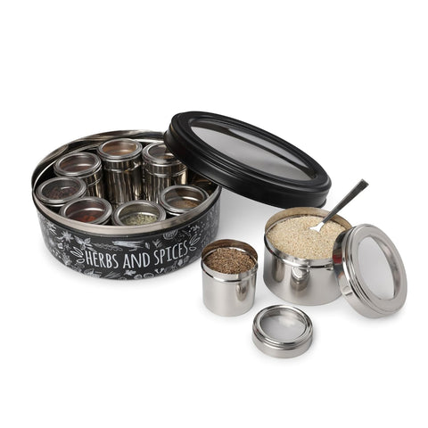 Dudki 9-in-1 Stainless Steel Herbs & Spice Box MATT-Black