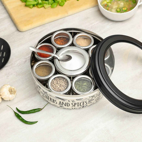 Dudki 9-in-1 Stainless Steel Spice Box Beige Color
