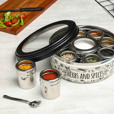Dudki 9-in-1 Stainless Steel Spice Box Beige Color