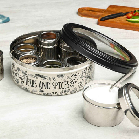 Dudki 9-in-1 Stainless Steel Spice Box Beige Color