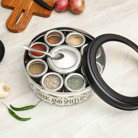 Dudki 9-in-1 Stainless Steel Spice Box Beige Color