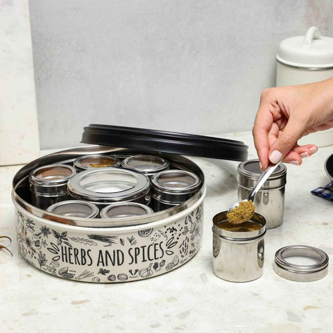 Dudki 9-in-1 Stainless Steel Spice Box Beige Color