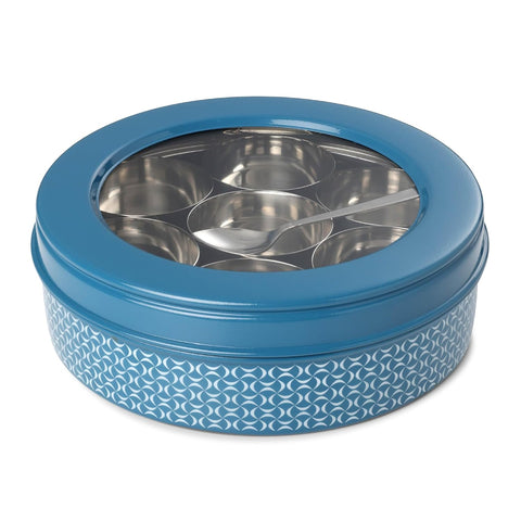Dudki 7 in 1 Stainless Steel Masala Dabba / Spice Box Caramel Orange