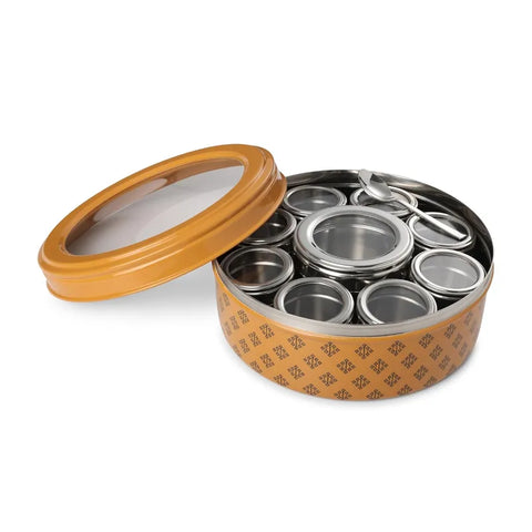 Dudki 9-in-1 Stainless Steel Spice Box Carmel Orange