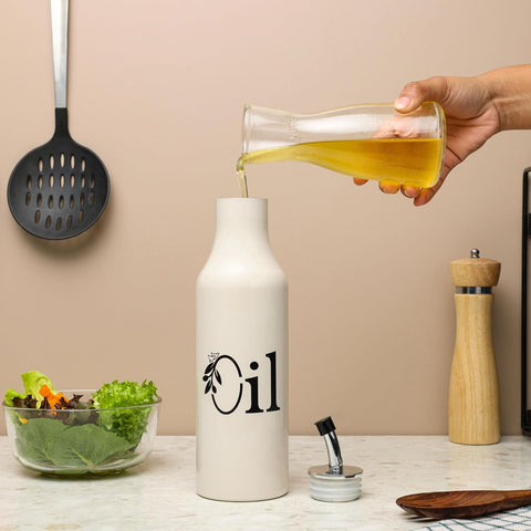 1L Stainless Steel Oil Dispenser Bottle | Oil Pourer for Kitchen BEIGE