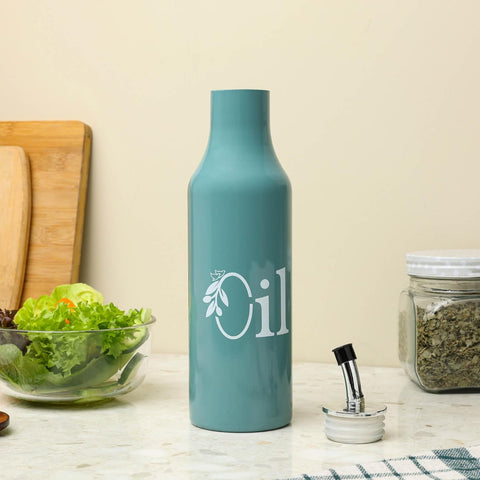 1L Stainless Steel Oil Dispenser | Moss Green Leak-Proof Pourer Bottle