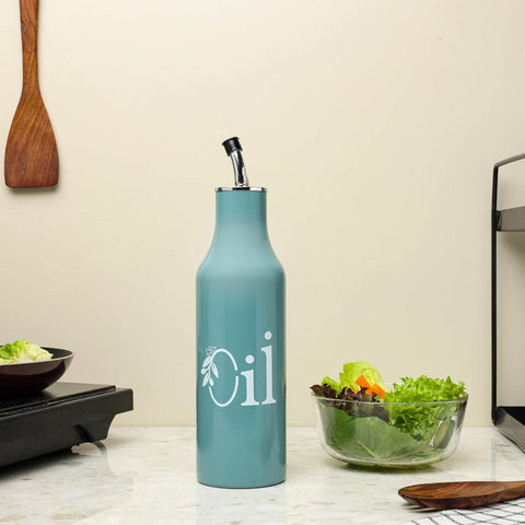 1L Stainless Steel Oil Dispenser | Moss Green Leak-Proof Pourer Bottle