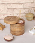 wooden salt container with spoon