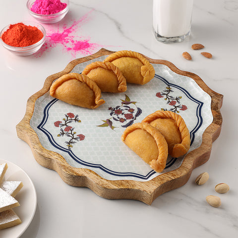 Dudki Handicraft Bagh-e-Bahaar Wooden Serving Platter