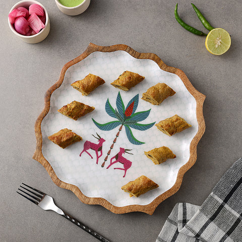 Dudki Handicraft Dastarkhwan Wooden Serving Platter