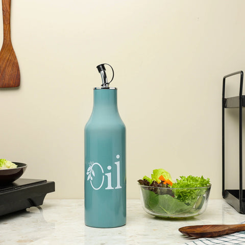 1L Stainless Steel Oil Dispenser | Moss Green Leak-Proof Pourer Bottle