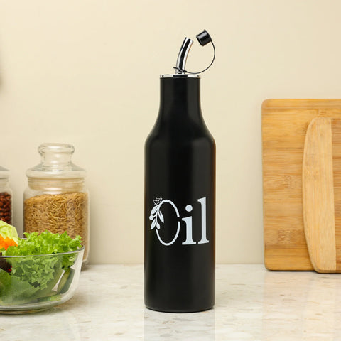 Black Stainless Steel Oil Dispenser 1L | Drip-Free Kitchen Pourer